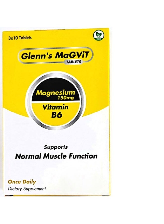 Vegan Glenn’s Magvit Dietary Supplement Tablets – Magnesium & Vitamin Support for Energy, Muscle Function & Overall Wellness, 30 Tablets - Image 3